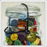 Old Button Jar - Realistic Still Life - No-Wrap