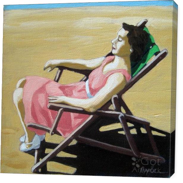 Summertime Snooze - Woman On Beach Oil Painting