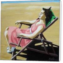 Summertime Snooze - Woman On Beach Oil Painting - Standard Wrap