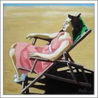 Summertime Snooze - Woman On Beach Oil Painting - No-Wrap