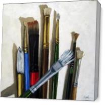Artists Brushes Realistic Still Life As Canvas