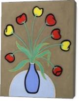 Tulips In A Blue Vase - Gallery Wrap