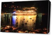 Cruise Ship And Harbor At Night Charlotte Amalie St Thomas Photograph By Roupen Baker As Canvas