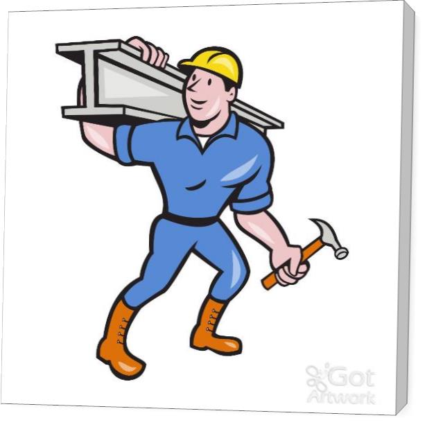 Construction Worker Ibeam Hammer