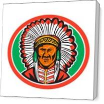 Native American Indian Chief Headdress As Canvas