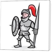Knight Shield Holding Lance Cartoon - Standard Wrap