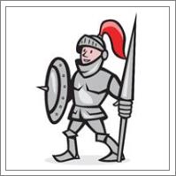 Knight Shield Holding Lance Cartoon - No-Wrap