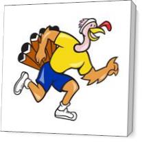 Turkey Run Runner Side Cartoon As Canvas