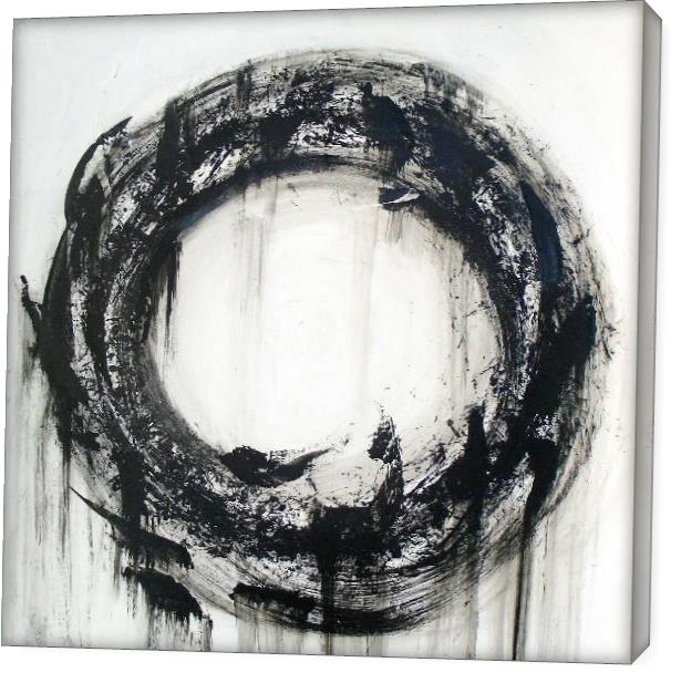 Large Black And White Contemporary Abstract Circle Painting