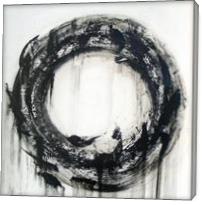 Large Black And White Contemporary Abstract Circle Painting - Gallery Wrap