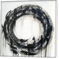 Large Black And White Contemporary Abstract Circle Painting - Standard Wrap