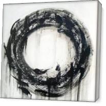 Large Black And White Contemporary Abstract Circle Painting - Gallery Wrap Plus