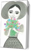 Girl Holding Flowers - Gallery Wrap Plus