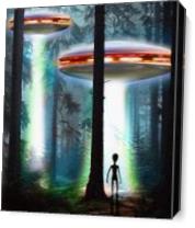 UFO Alien Forest As Canvas