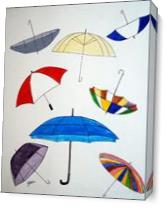 Raining Umbrellas As Canvas