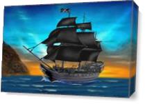 Pirate Ship At Sunset As Canvas