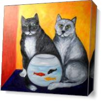 Gatos Con Pecera As Canvas
