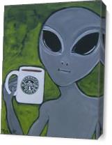 Alien And Coffee As Canvas