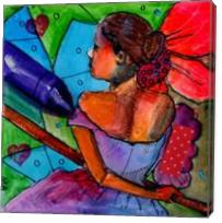 Myra Ballerina Purple Crayon - Gallery Wrap