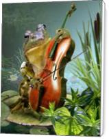 Frog Playing Cello In Lily Pond - Standard Wrap