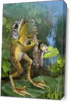 Frog Plying Saxophone As Canvas