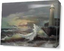 Michigan Lighthouse Of The Great Lakes As Canvas