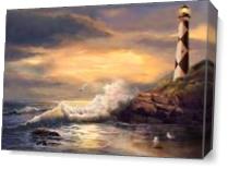 Cape Lookout  Lighthouse at Sunset As Canvas