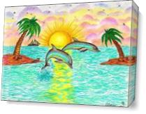 Tropical Dolphins In Paradise As Canvas