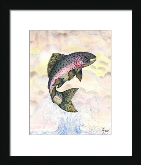 The Majestic Rainbow Trout Original Drawing