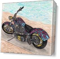 The Custom Roadster Motorcycle Original Drawing As Canvas