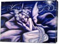 Blue Fairy Sleeping In A Flower - Gallery Wrap