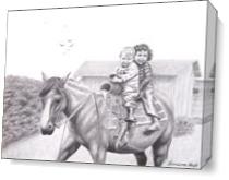 Two Children On Horseback 1943 As Canvas