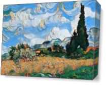 Wheat Field With Cypress View 1 As Canvas
