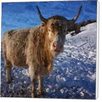 Graceful Goat On Snowy Snow - Winter Season Animal Stepping On Ice Cold White Snow Oil Painting - Standard Wrap