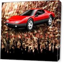 Luxury Car On Fur - Brownish Fur Oil Painting Background Texture With Crowd Cheering - Gallery Wrap Plus