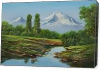 Mt Ararat Behind A River - Gallery Wrap