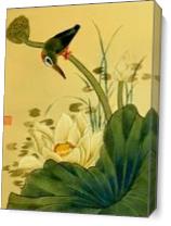 Bird On Lotus As Canvas