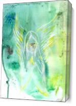 Angel Praying Original Acrylic Green Painting White Guardian Angel Pray As Canvas