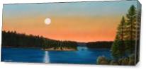 Moonrise Over The Lake As Canvas