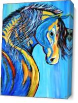 Blue Horse Indian As Canvas