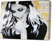 ART Celine DION Portrait Contemporary Mixed Media On Canvas Acrylic Painting Black Art Collections Modern 22“x28“ By Kathleen Artist PRO - Gallery Wrap