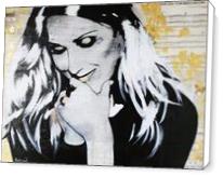 ART Celine DION Portrait Contemporary Mixed Media On Canvas Acrylic Painting Black Art Collections Modern 22“x28“ By Kathleen Artist PRO - Standard Wrap