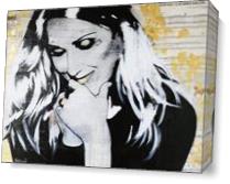 ART Celine DION Portrait Contemporary Mixed Media On Canvas Acrylic Painting Black Art Collections Modern 22“x28“ By Kathleen Artist PRO - Gallery Wrap Plus