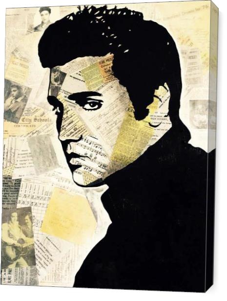 ART Elvis PRESLEY Portrait Contemporary Mixed Media On Canvas Acrylic Painting Black Art Collections Modern 22“x28“ By Kathleen Artist PRO