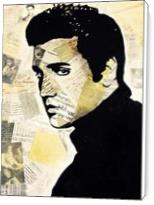 ART Elvis PRESLEY Portrait Contemporary Mixed Media On Canvas Acrylic Painting Black Art Collections Modern 22“x28“ By Kathleen Artist PRO - Standard Wrap