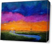 Sunset Over The Marsh As Canvas