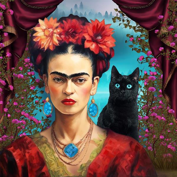 Frida Kahlo With The Cat
