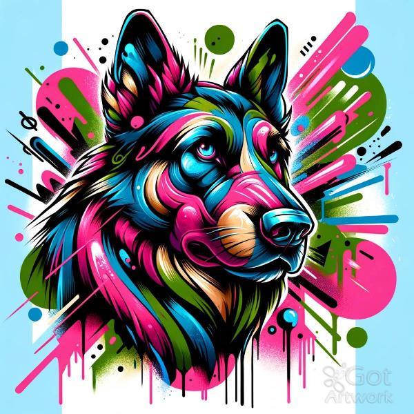 Graffiti Style Illustration Of A Dog