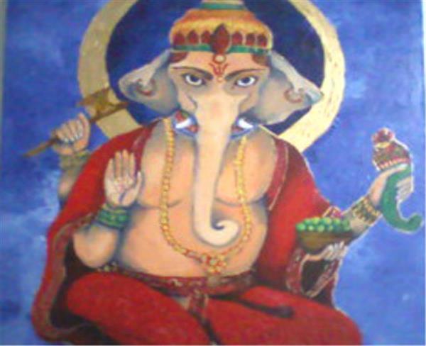 Ganesha Oleo Sobre Lienzo