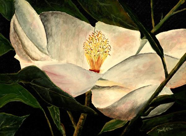 Magnolia Flower Acrylic Painting Art Print